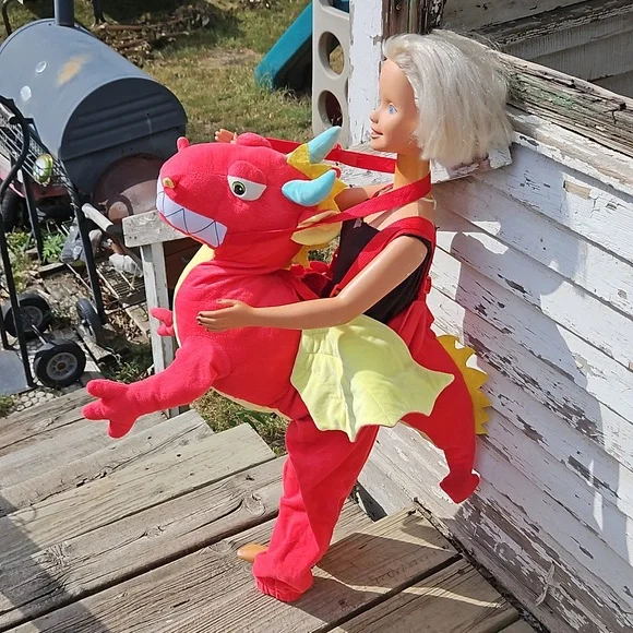Hyde and EEK Boutique Toddler Dragon Rider Plush Halloween Costume Red Dress - Picture 4 of 7